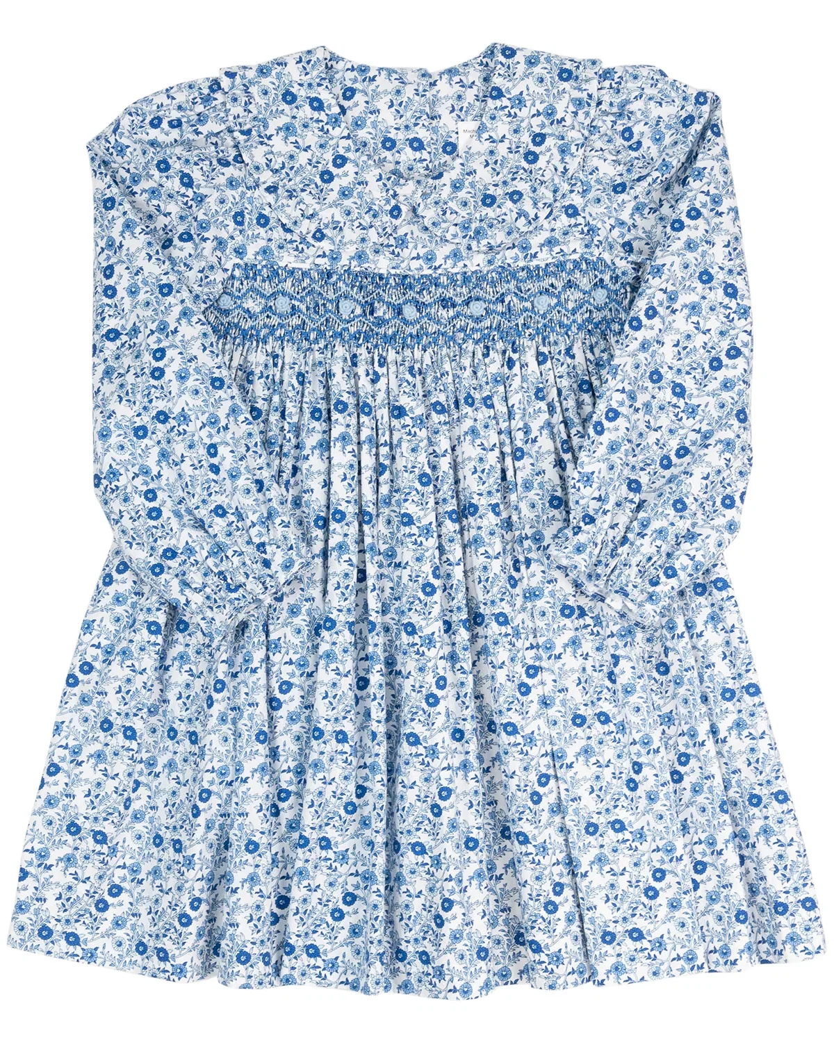 Image of Winter Blue Floral Smocked Dress