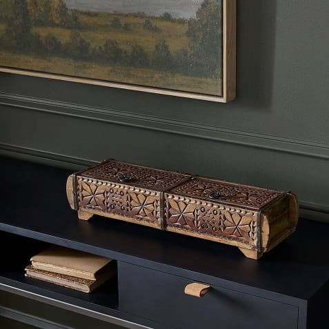 Natural Found Wood Carved Box
