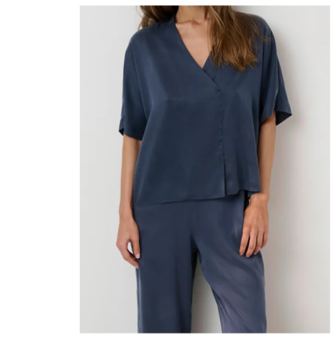washable silk crossover set deep blue 