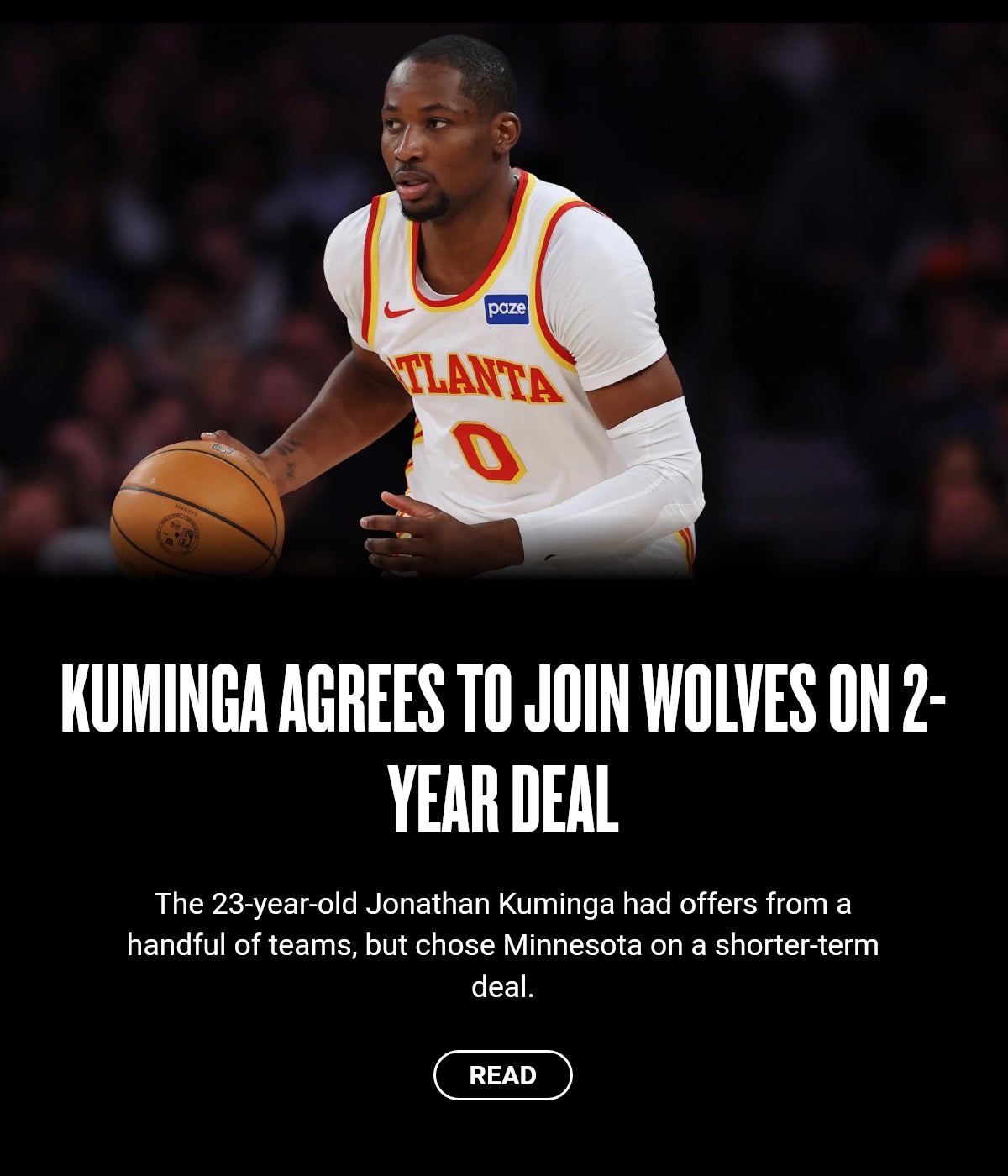 Kuminga agrees to join Wolves on 2-year deal
