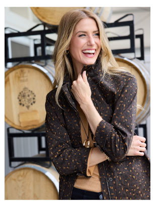 Shaved Chocolate Animal Print Stretch Twill Anorak Jacket