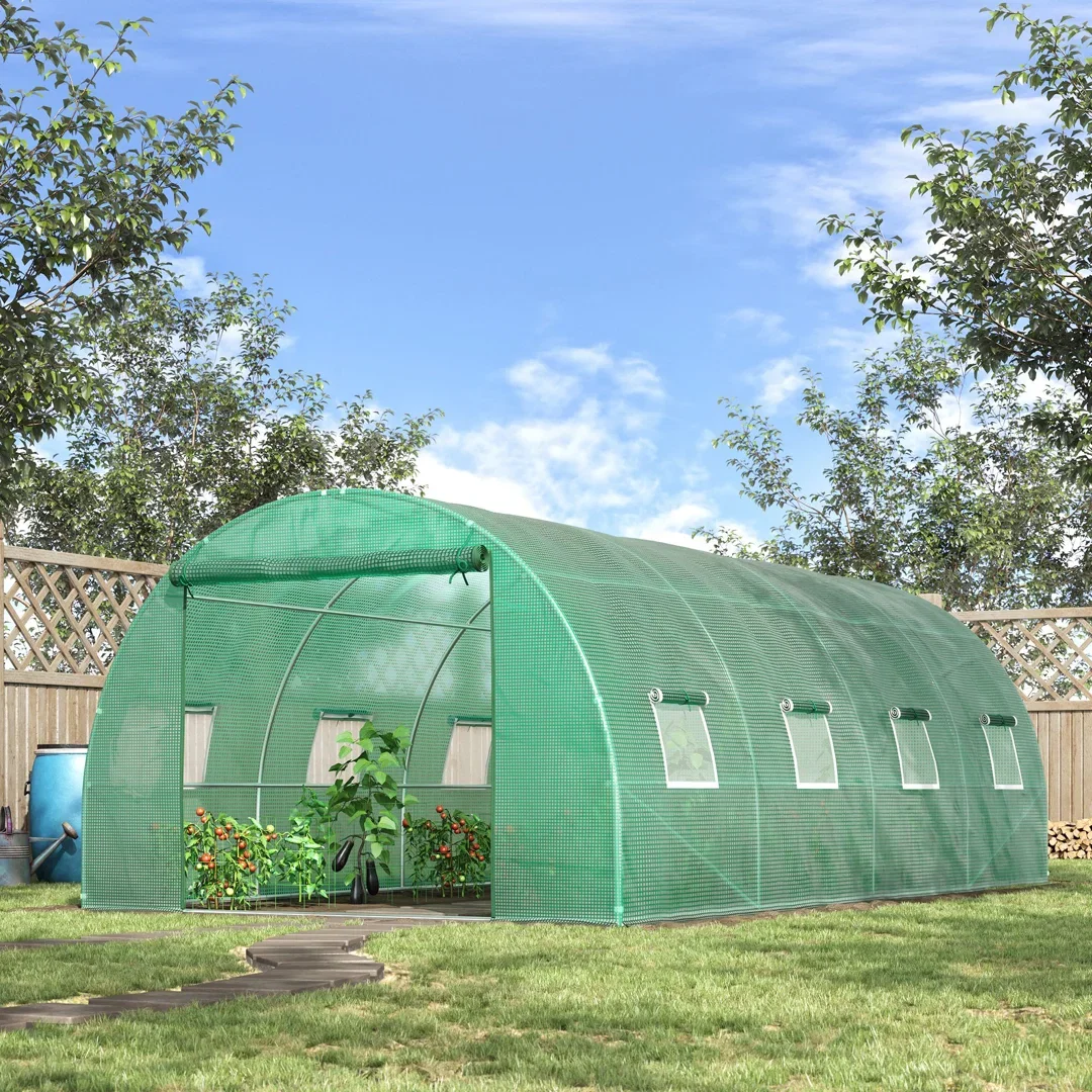 Outsunny Walk-in Polytunnel Greenhouse, Garden Tunnel, 6 x 3 x 2M, Green