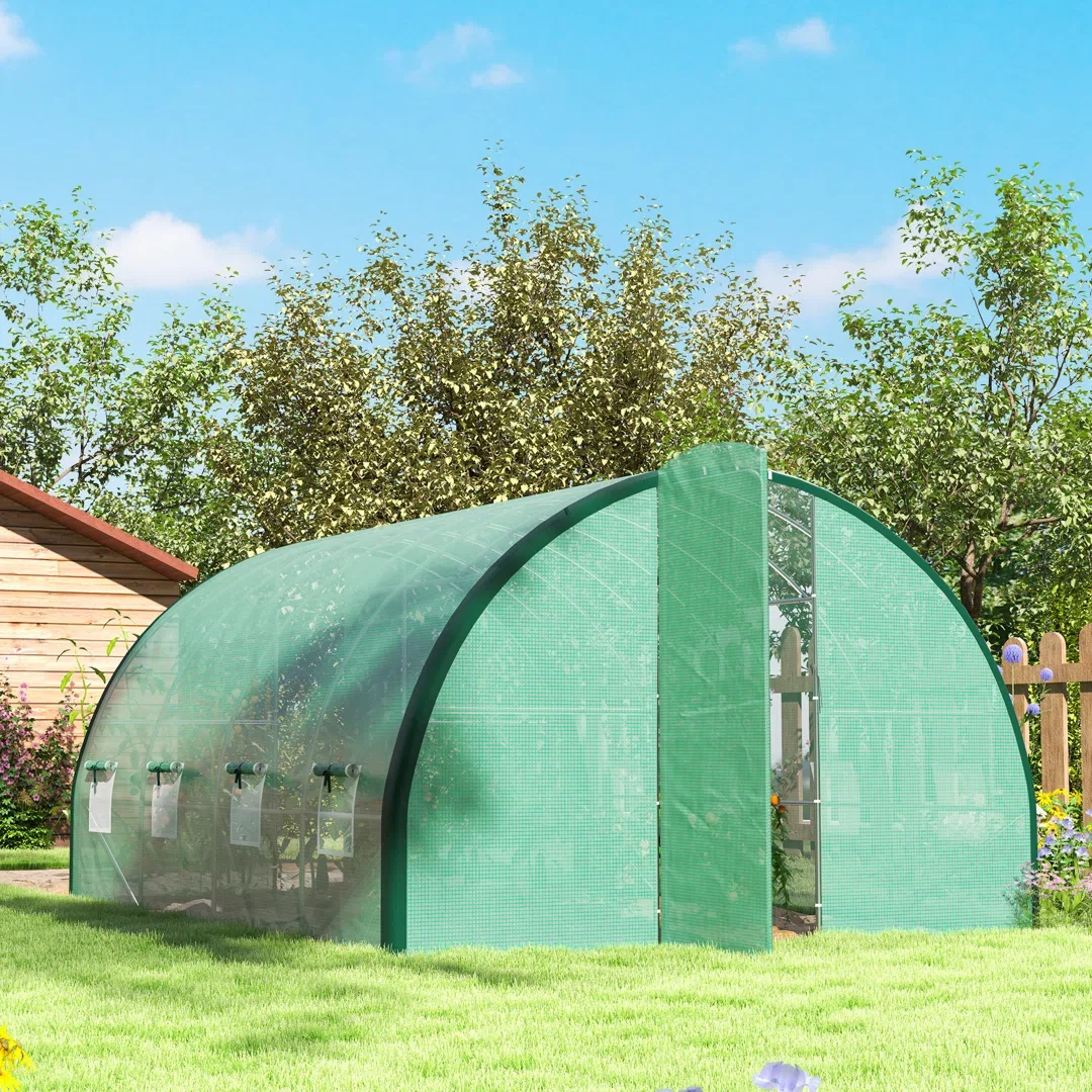 4 x 3 m Walk-in Polytunnel Greenhouse Upgraded Structure Green