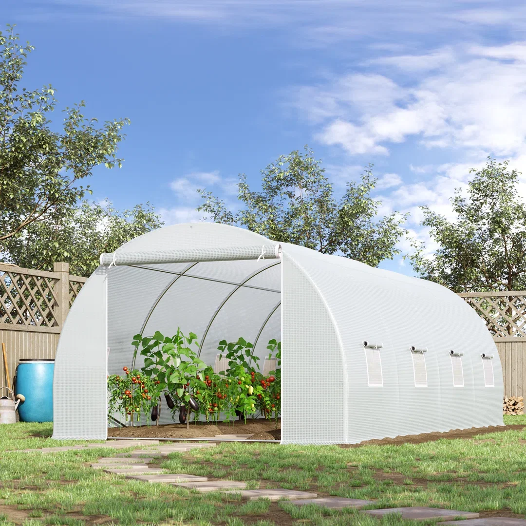 Outsunny Walk-in Polytunnel Greenhouse, Garden Tunnel, 6 x 3 x 2M, White