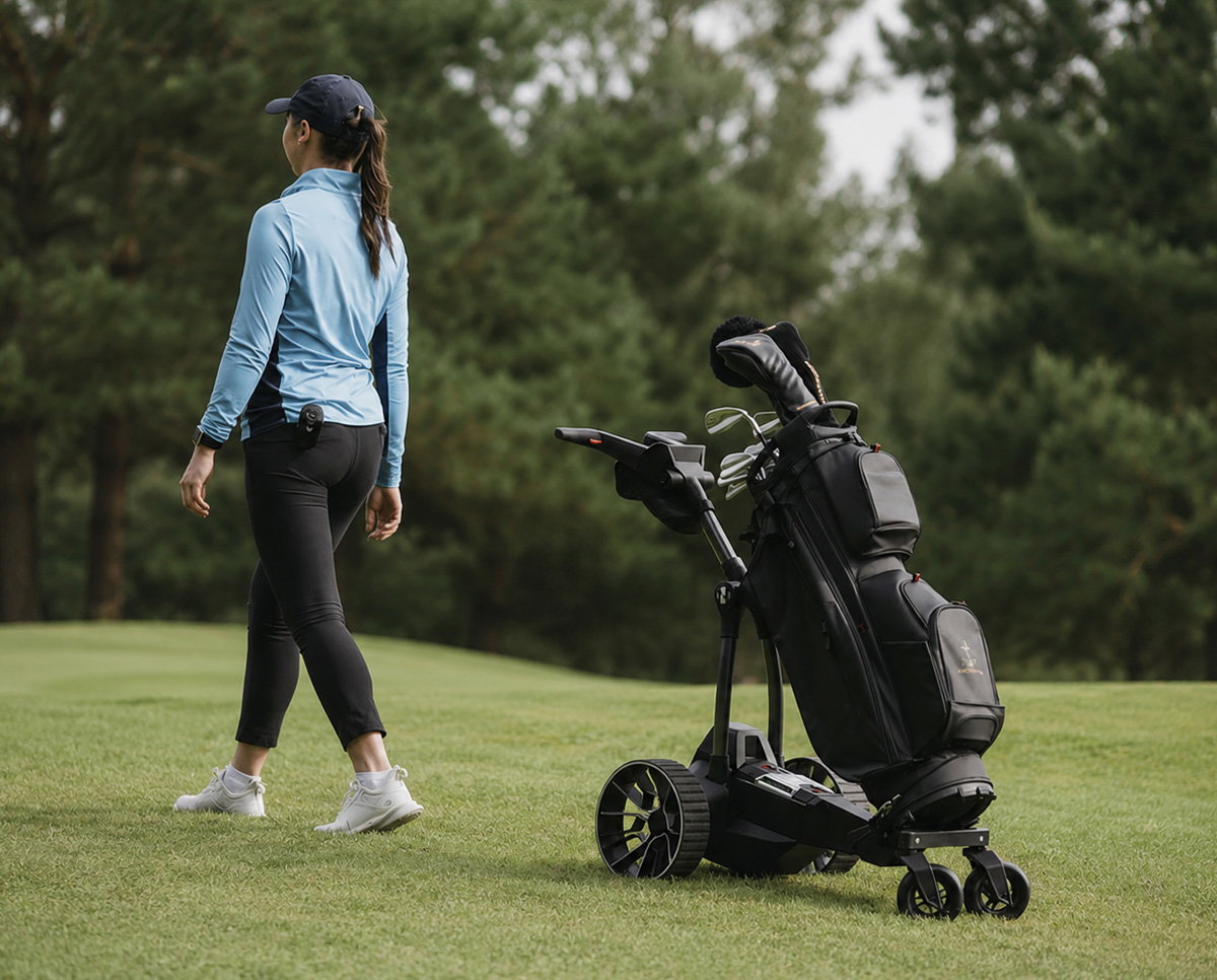 Golf Trolley and Bag on Golf Course