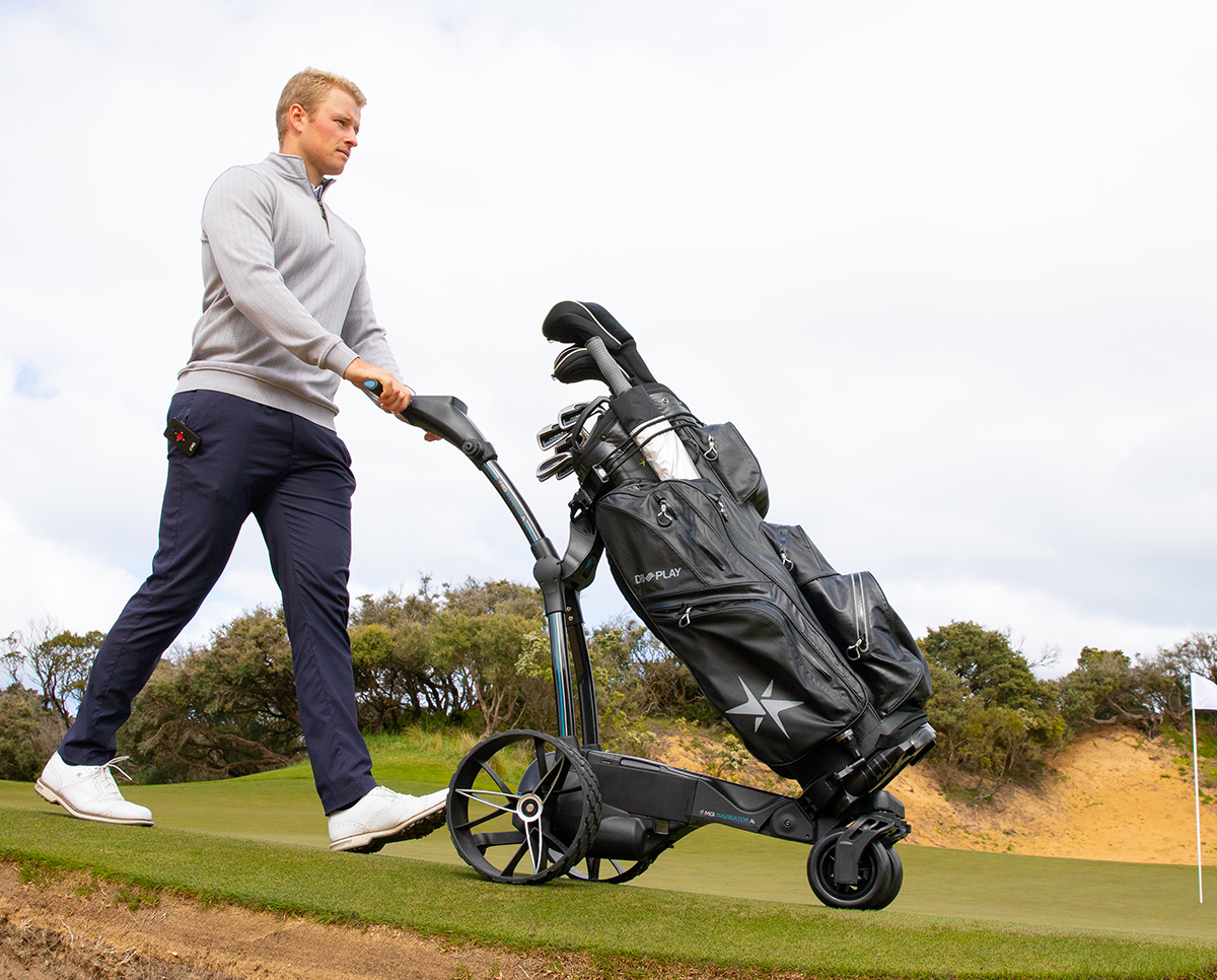 Golf Trolley and Bag on Golf Course