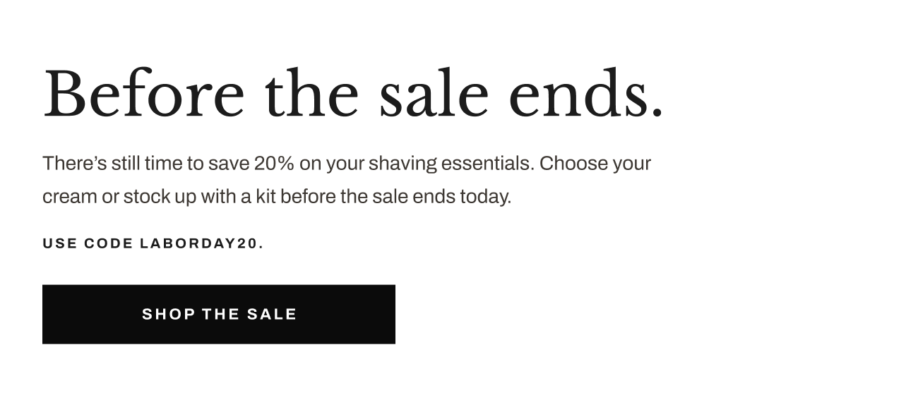 Header text, “Before the sale ends.” with “Shop the Sale” button.