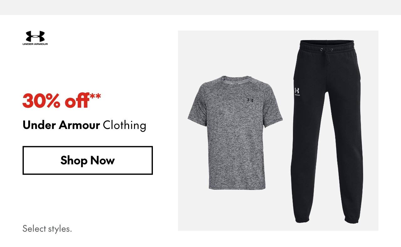 Under Armour Clothing
30% off**
Select styles.