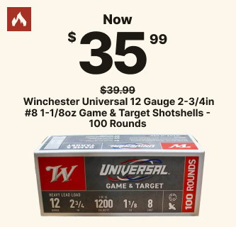 Winchester Universal 12 Gauge 2-3/4in #8 1-1/8oz Shotshells Now $35.99