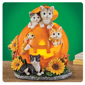 Lighted Pumpkin Cats Tabletop