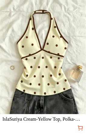 IslaSuriya Cream-Yellow Top Polka...