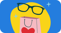 Illustration of a frame above a pink bag with a heart on the front