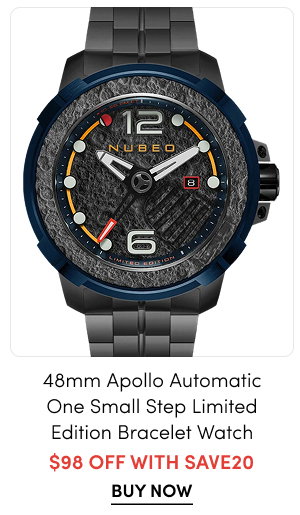 NB-6132-22 Nubeo Men's 48mm Apollo Automatic One Small Step Lmt Ed Bracelet Watch – $98 Off with SAVE20