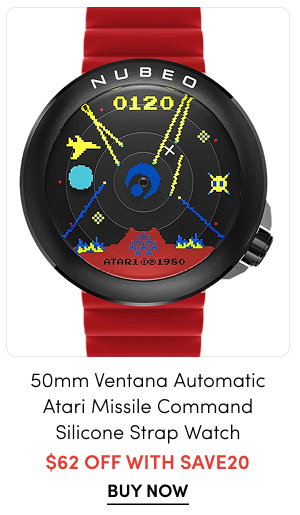 NB-6138-02 Nubeo Men's 50mm Ventana Automatic Atari Missile Command Silicone Strap Watch – $62 Off with SAVE20
