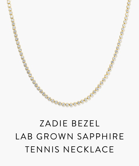 Zadie Bezel Lab Grown Sapphire Tennis Necklace.
