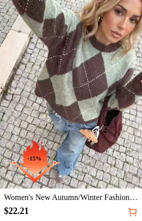 Women's New Autumn/Winter Fashion Minimalist Vintage Color-Block Argyle Knit Sweater, Loose Casual Blouse, Plaid, Fall, Y2K, Vacation, Going Out, Back To School, Basic Tops, Winter