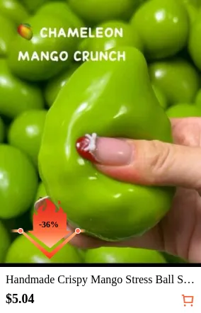 Handmade Crispy Mango Stress Ball Squeeze Toy, Color-Changing Mango Squishy Fidget Ball, ASMR Sensory Stress Relief Toy Crunchy Squishy/Squishy's Toys/Squish/Squishy Slow Rising/Fidget Toys/Stress Relief Toy