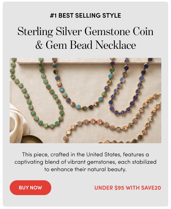 Southwest Elements | Sterling Silver Gemstone Coin & Gem Bead Necklace – Under $95 with SAVE20