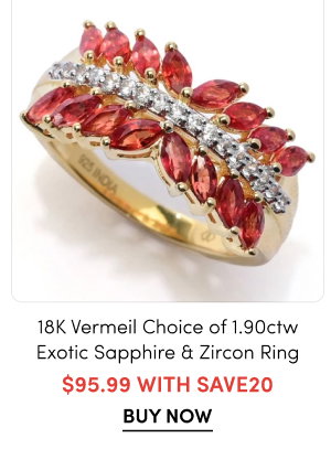 Gem Treasures 18K Vermeil Choice of 1.90ctw Exotic Sapphire & Zircon Ring – $95.99 with SAVE20