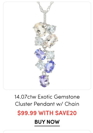 Gem Treasures 14.07ctw Exotic Gemstone Cluster Pendant w/ Chain – $99.99 with SAVE20