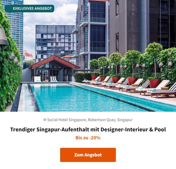 Trendiger Singapur-Aufenthalt mit Designer-Interieur &amp; Pool