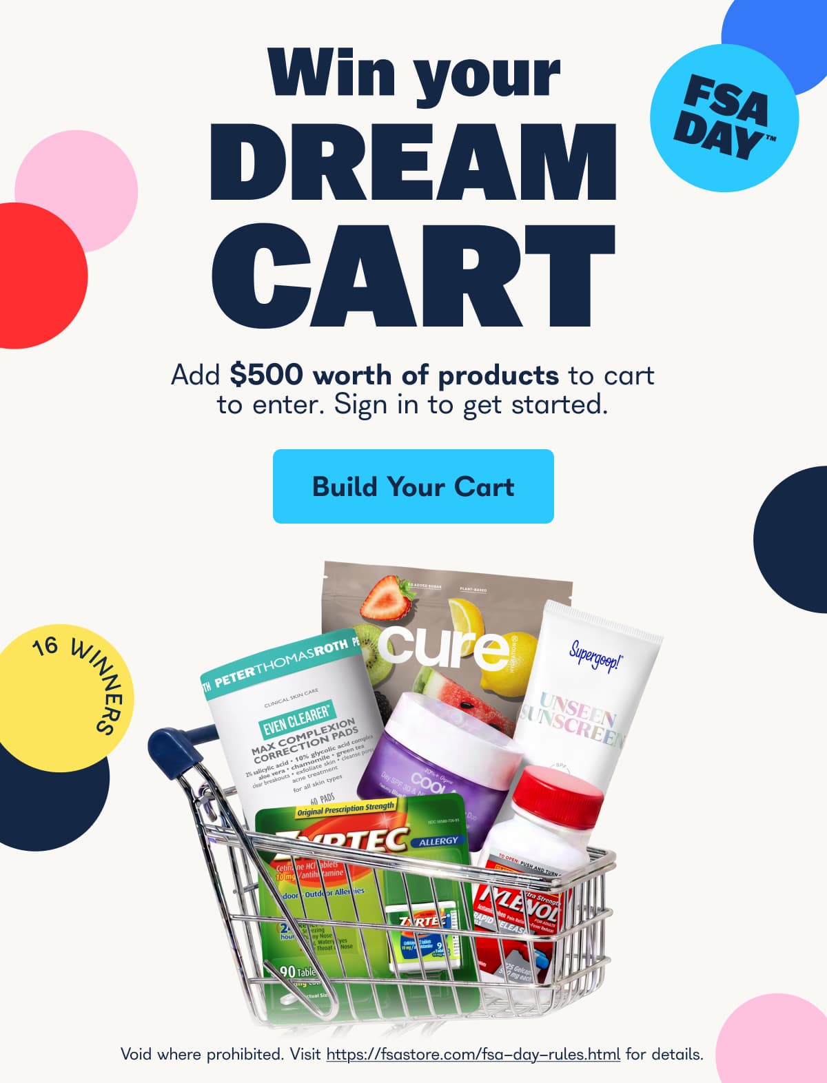 Win Your Dream Cart, add $500 worth of products to cart to enter. Sign in to get started. - Build your cart