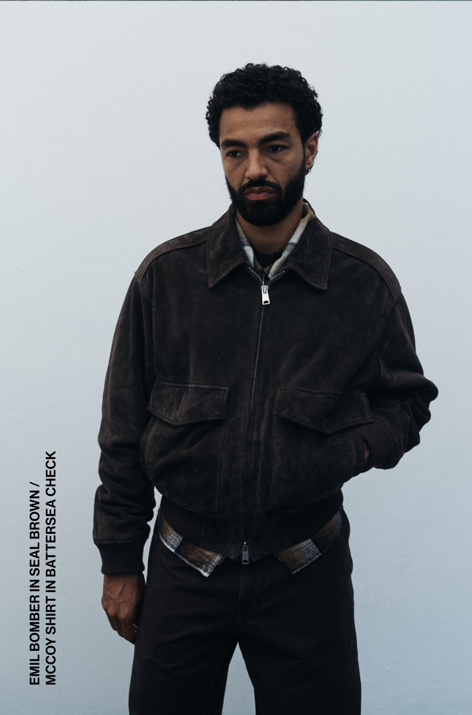 Emil Bomber in Seal Brown / Mccoy Shirt in Battersea Check