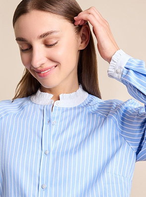 Semi-Fitted Blue & White Bengal Stripe Boutique Shirt