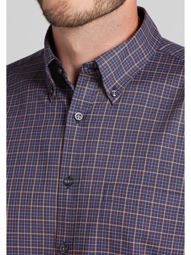 Jos. A. Bank Tailored Fit Med Check Button Up Shirt