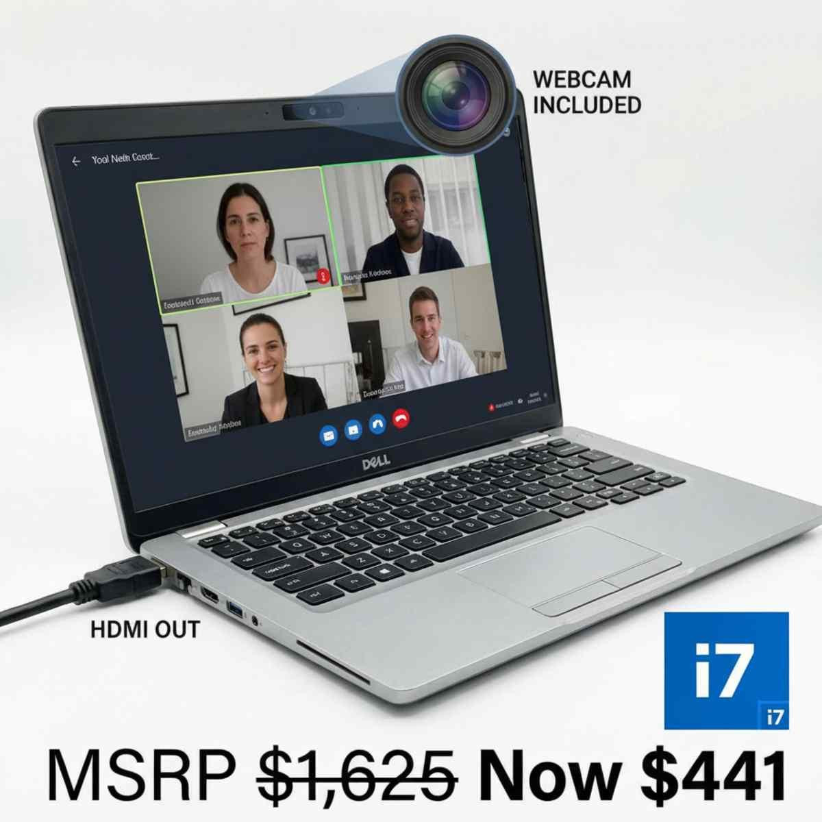 Image of Dell i7 Windows 11 Laptop Webcam HDMI One Year Warranty Shipped Free