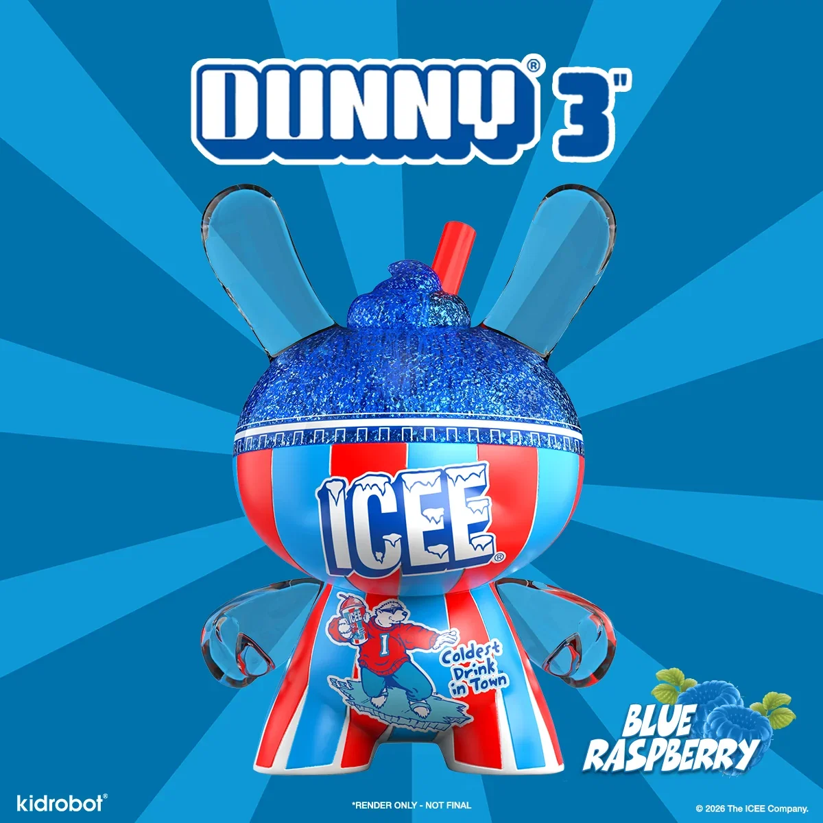 Image of Kidrobot & ICEE® - Blue Raspberry ICEE 3" Resin Dunny Art Figure (PRE-ORDER)