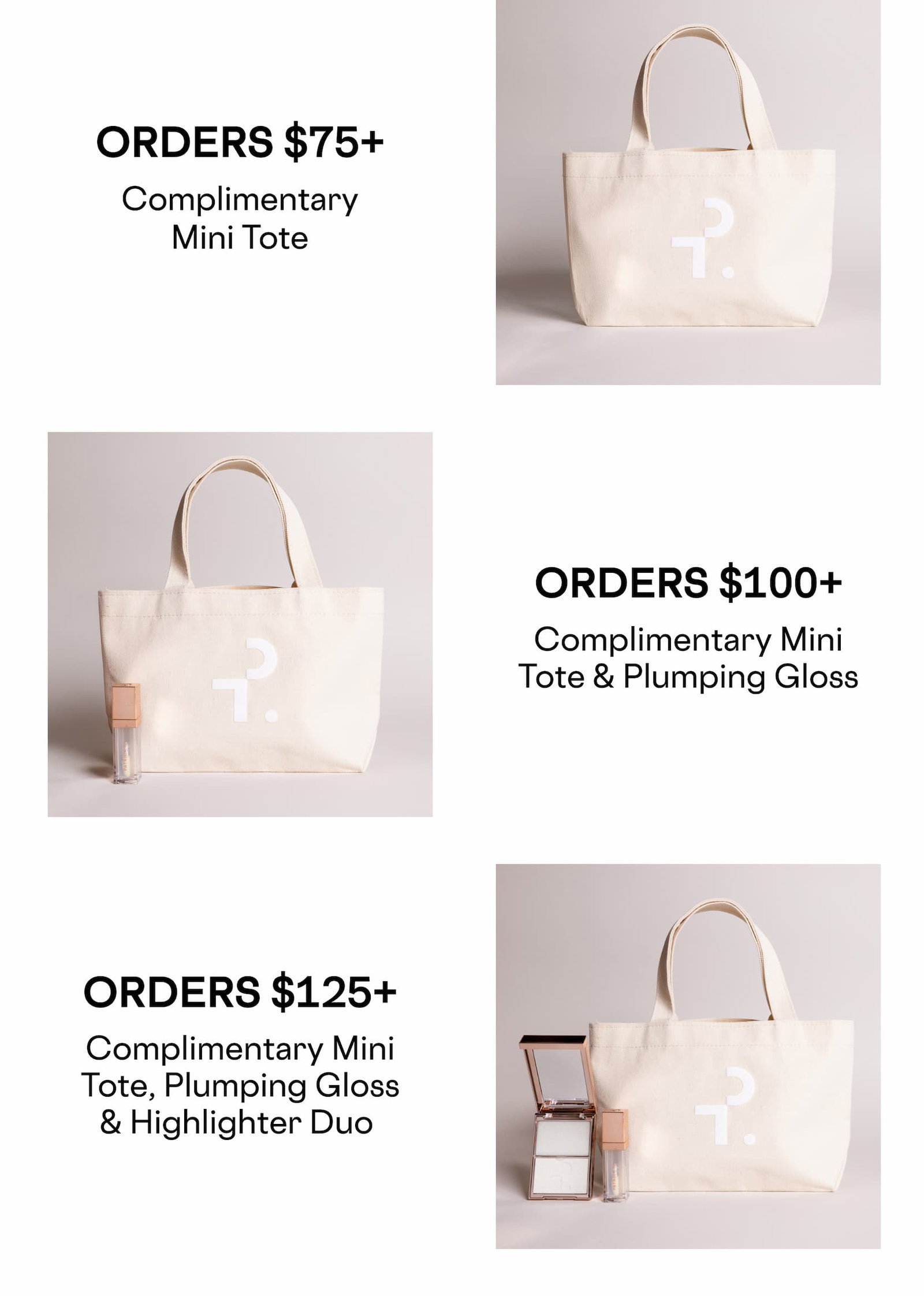 Complimentary Tote Gifts - 3-pc GWP with $125