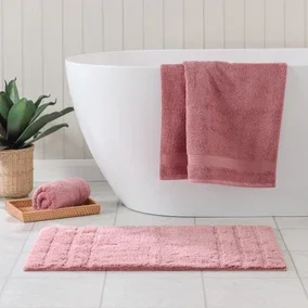 Luxury Cotton Textured Stripe Bath Mat