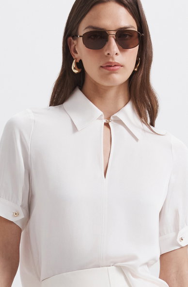 Sadie Silk Short Sleeve Blouse