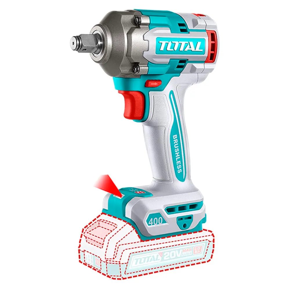 Llave de impacto inalámbrica 1/2” 20 V sin carbones TOTAL