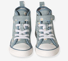 Synthetic high-top trainers for children - denim blue
