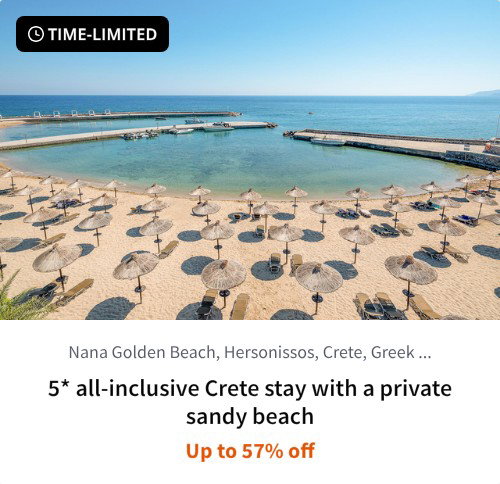 5* all-inclusive Crete stay with a private sandy beach