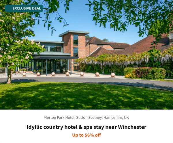 Idyllic country hotel & spa stay near Winchester