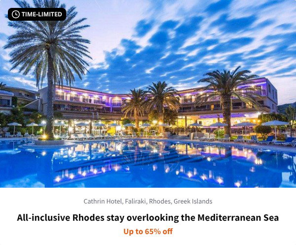 All-inclusive Rhodes stay overlooking the Mediterranean Sea
