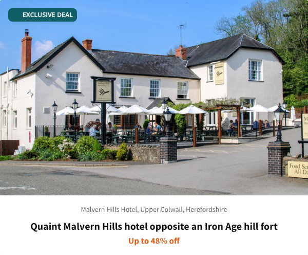 Quaint Malvern Hills hotel opposite an Iron Age hill fort
