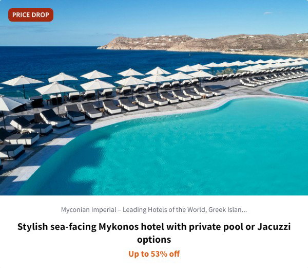 Stylish sea-facing Mykonos hotel with private pool or Jacuzzi options