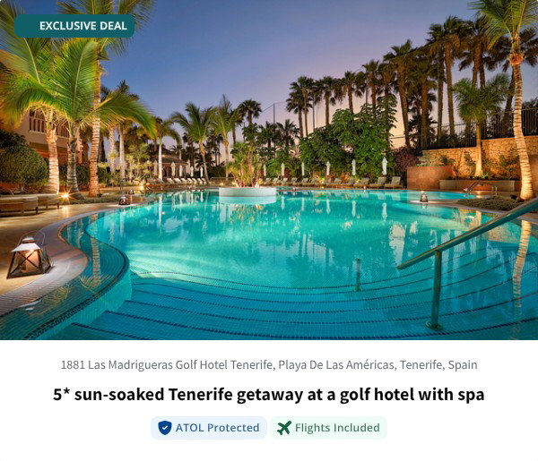 5* sun-soaked Tenerife getaway at a golf hotel with spa