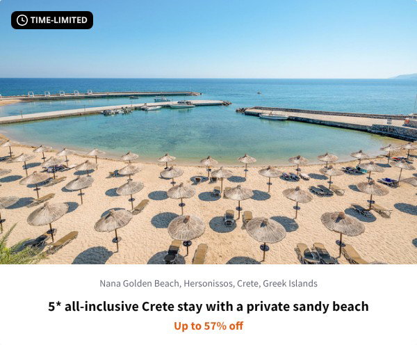 5* all-inclusive Crete stay with a private sandy beach