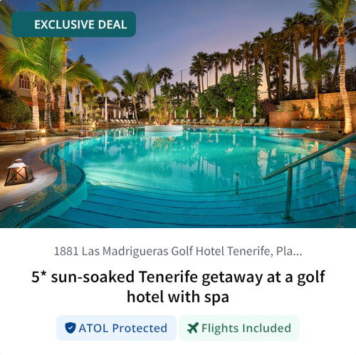 5* sun-soaked Tenerife getaway at a golf hotel with spa