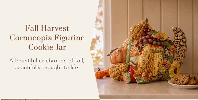 Fall Harvest Cornucopia Figurine Cookie Jar