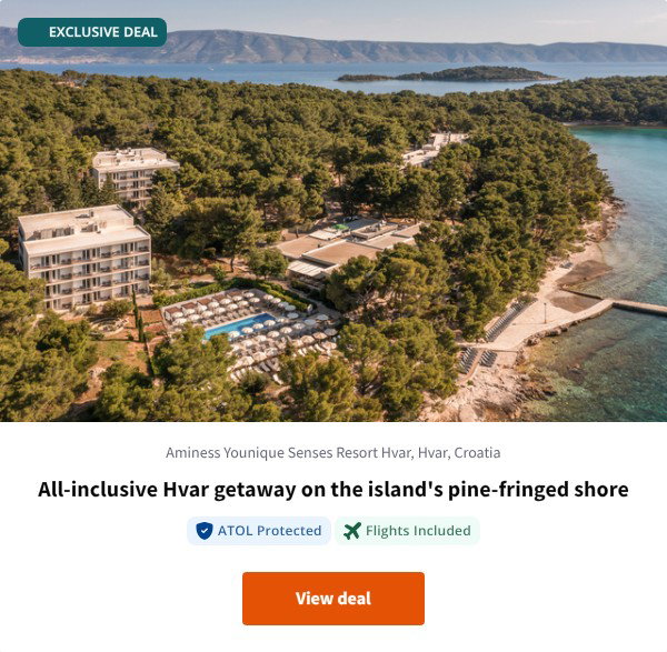 All-inclusive Hvar getaway on the island's pine-fringed shore