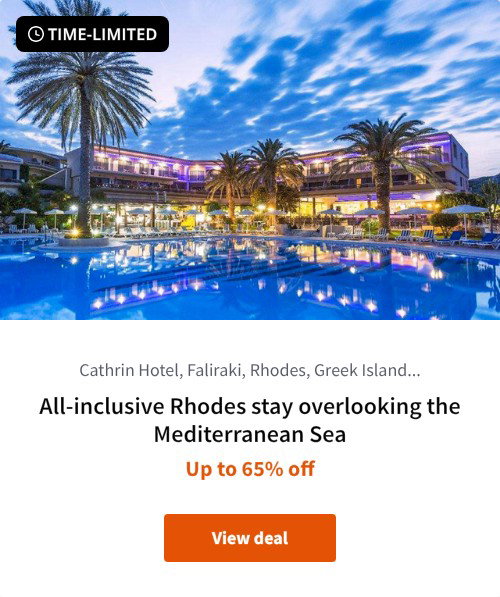 All-inclusive Rhodes stay overlooking the Mediterranean Sea