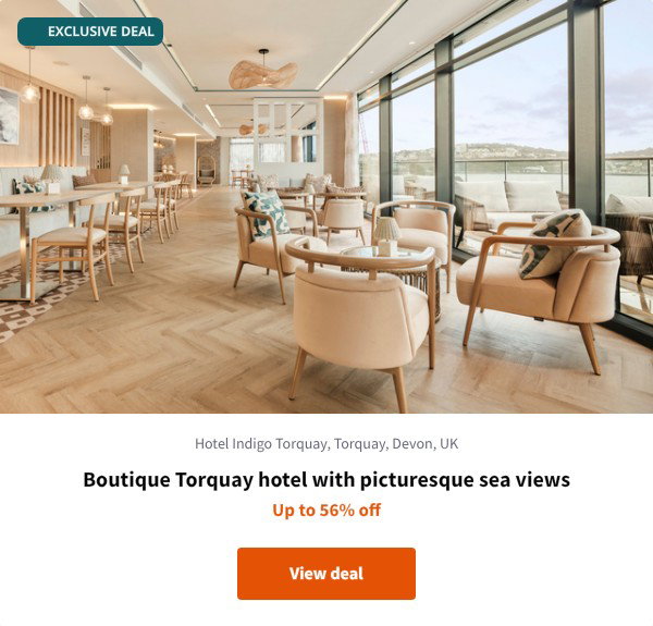 Boutique Torquay hotel with picturesque sea views