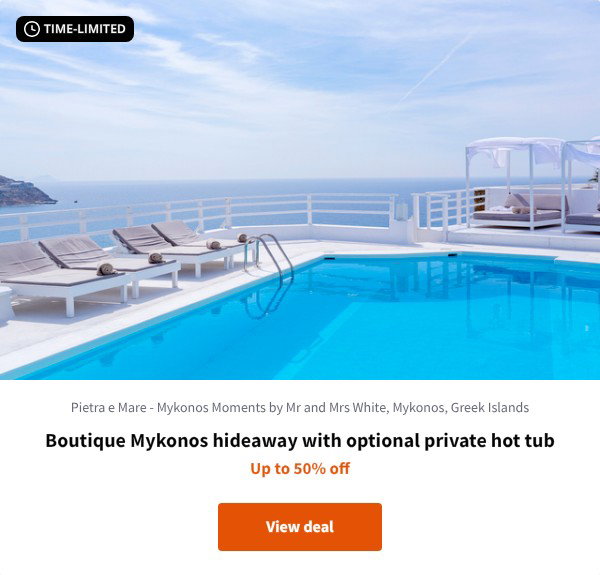 Boutique Mykonos hideaway with optional private hot tub