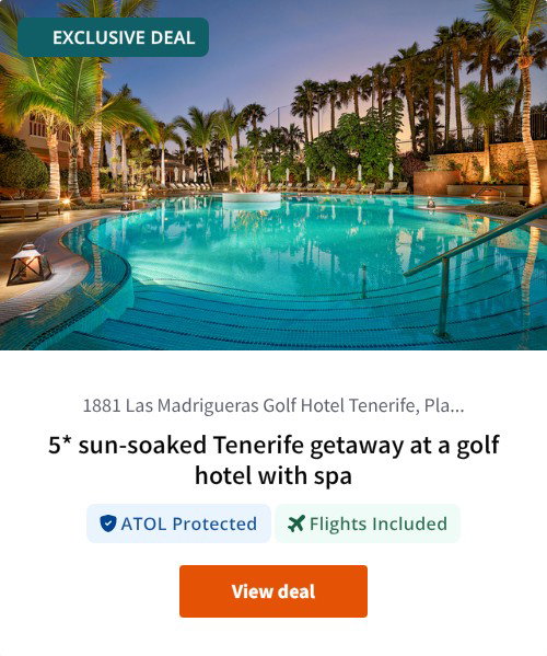 5* sun-soaked Tenerife getaway at a golf hotel with spa